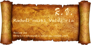 Radvánszki Valéria névjegykártya