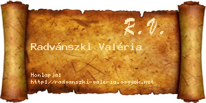 Radvánszki Valéria névjegykártya